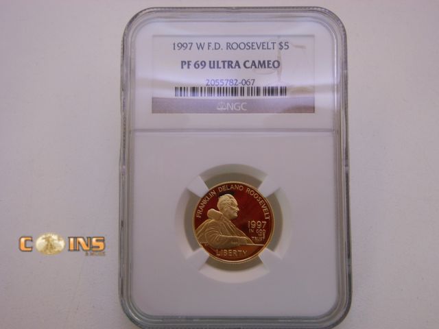 Lot 36-486244 - 1997 W Franklin D Roosevelt United States $5 Gold Proof Coin NGC PF 69 UC.