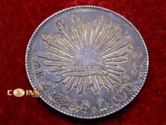 Lot 36-487855 - BETTER 1896 Silver Zs Mexico 8 Reales.