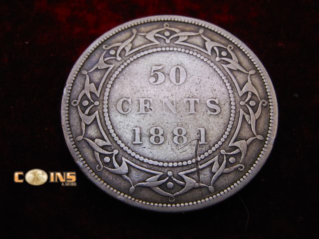 Lot 36-489188 - 1881 Silver Newfoundland 50 Cent Piece.