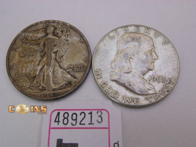 Lot 36-489213 - Lot of Two Silver Half Dollars.