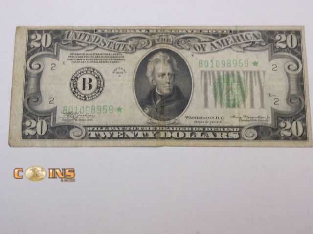 Lot 36-488324 - BETTER 1934A $20 Federal Reserve Note STAR Note.