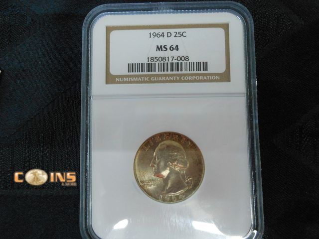 Lot 36-486445 - 1964-D NGC Graded MS64 Silver Washington Quarter.