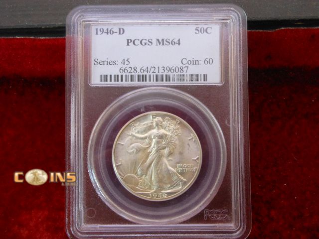 Lot 36-486449 - 1946-D PCGS Graded MS64 Silver Walking Liberty Half Dollar.