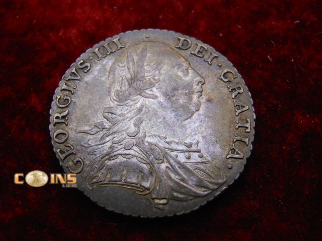 Lot 36-487844 - EF/AU 1787 England Silver Shilling, Georgivs III. Sterling Silver Extra Fine.