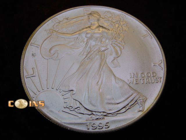 Lot 36-486526 - UNC/BU 1995 Silver American Eagle.  .999 Fine Silver One Troy Ounce Round.