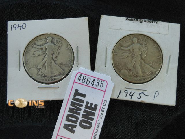 Lot 36-486435 - 1940 and 1945 Silver Walking Liberty Half Dollars.