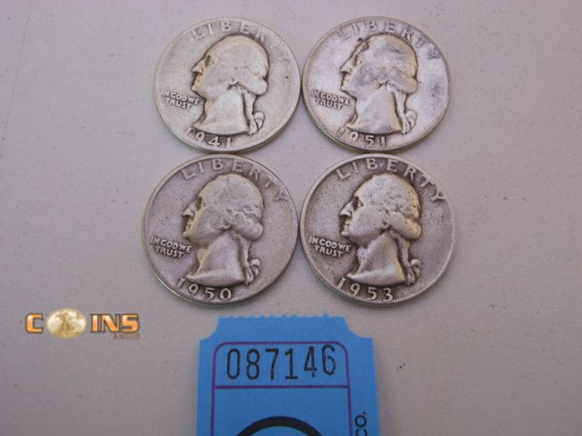 Lot 36-087146 - Lot of Four Silver Washington Quarters.