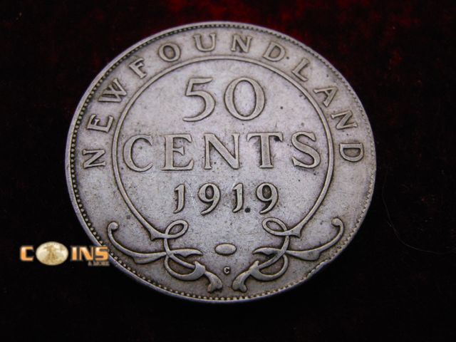 Lot 36-489183 - 1919 Silver Newfoundland 50 Cent Piece.