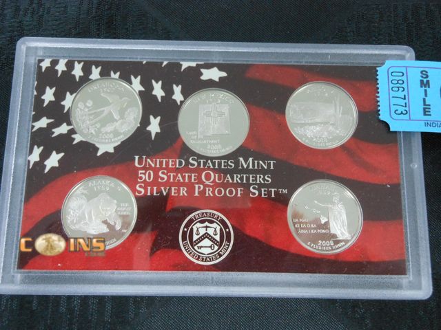 Lot 36-086773 - 2008 Silver US Mint Proof Quarter Set.