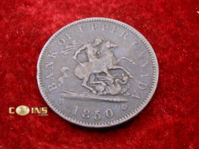 Lot 36-486573 - 1850 Bank of Upper Canada One Penny Bank Token.