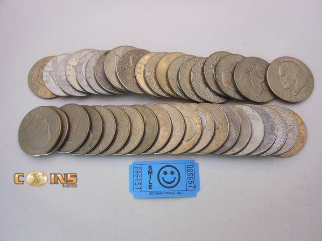 Lot 36-086657 - Lot of 40 Assorted Eisenhower Dollars.