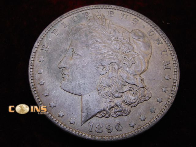 Lot 36-486406 - AU/BU 1896 Morgan Silver Dollar.  Full Breast Feathers.