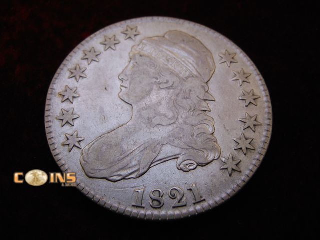 Lot 36-487741 - Better Condition 1821 Silver Bust Half Dollar.