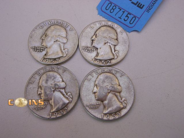 Lot 36-087150 - Lot of Four Silver Washington Quarters.