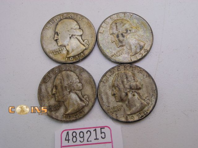 Lot 36-489215 - Lot of Four Silver Washington Quarters.