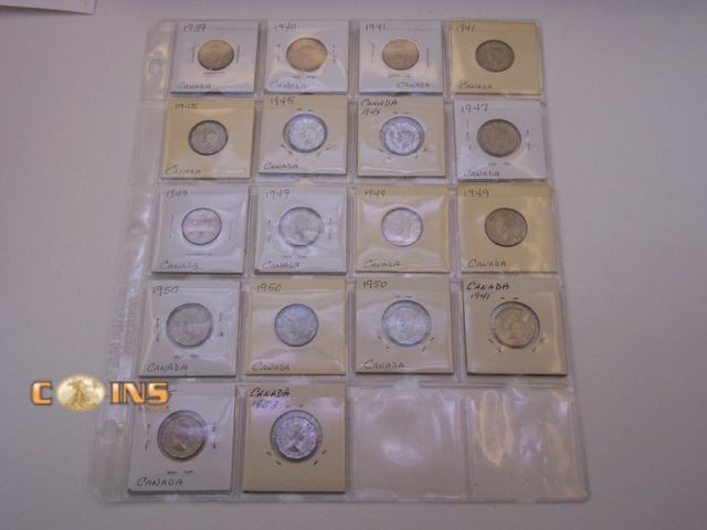 Lot 36-486641 - Sheet of Early Canadian Nickels, Carded.  See Pictures For Dates.
