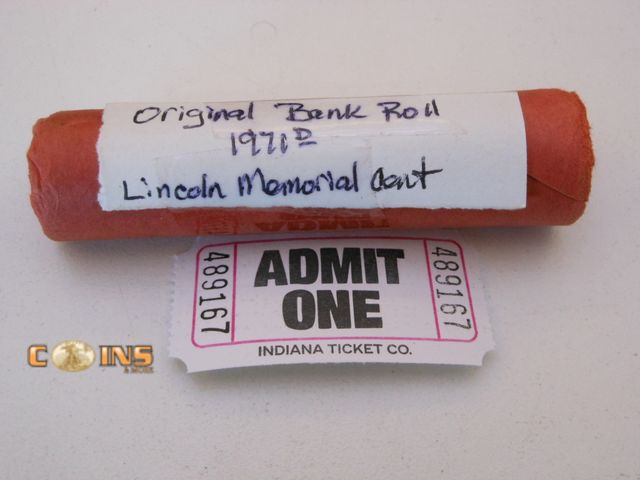 Lot 36-489167 - Original Bank Wrapped Roll of 1971-D Lincoln Cents.