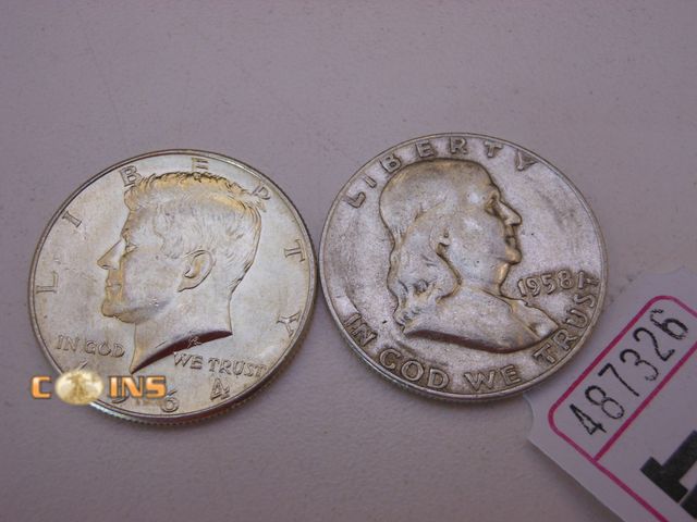 Lot 36-487326 - Lot of Two Silver Half Dollars.