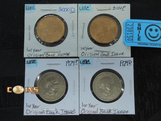 Lot 36-238150 - US Dollar Lot With Two Sacagawea Dollars and Two Susan B Anthony Dollars.