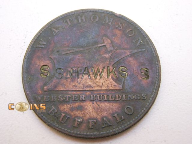 Lot 36-487833 - RARE Buffalo, NY, Anvil &amp; Hammer Hard Times Token.