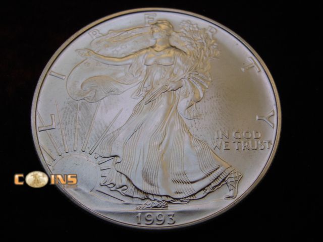 Lot 36-486524 - UNC/BU 1993 Silver American Eagle.  .999 Fine Silver One Troy Ounce Round.