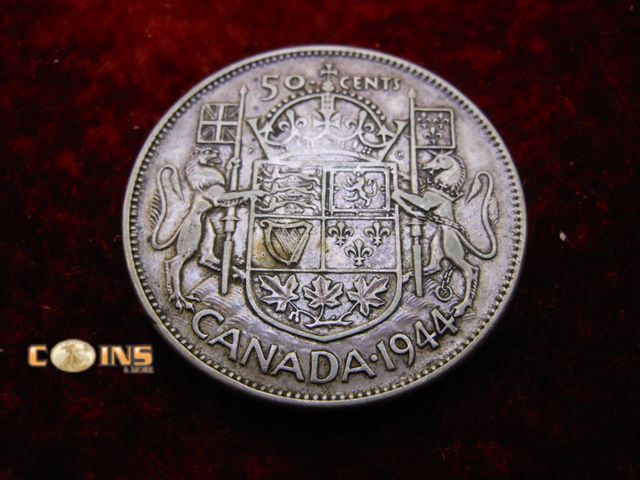 Lot 36-486623 - 1944 Canadian Silver Half Dollar.