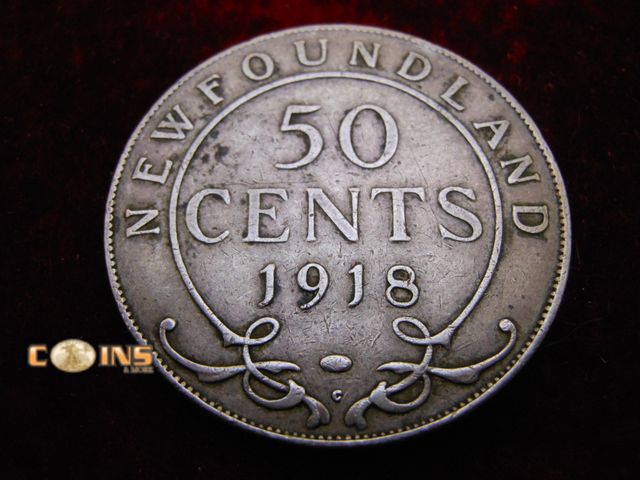 Lot 36-489184 - 1918 Silver Newfoundland 50 Cent Piece.