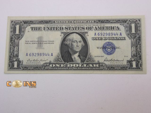 Lot 36-487770 - Better Condition Near Crisp 1957 Blue Seal Silver Certificate.