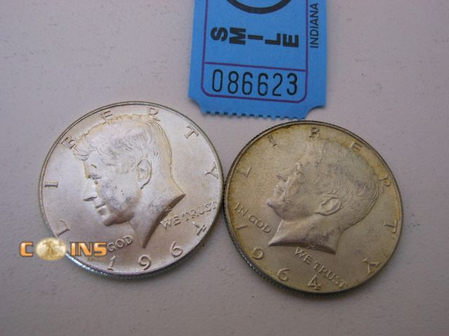 Lot 36-086623 - Lot of Two 1964 Silver Kennedy Half Dollars.