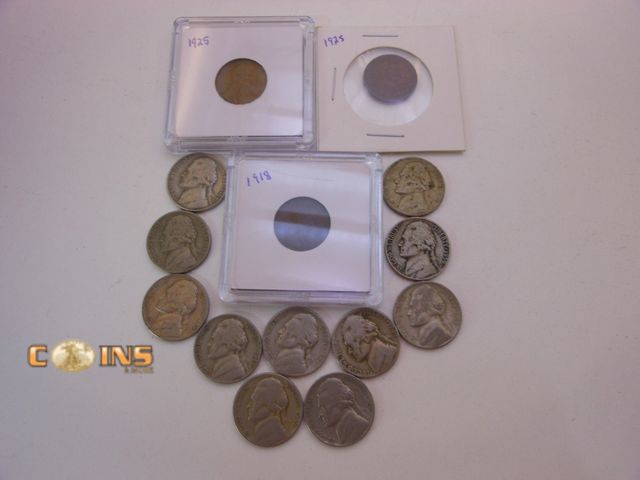 Lot 36-238283 - US Coin Lot, Early Lincoln Wheat Cents and Jefferson Nickels.