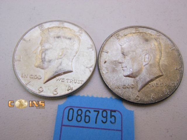 Lot 36-086795 - Lot of Two 1964 Silver Kennedy Half Dollars.