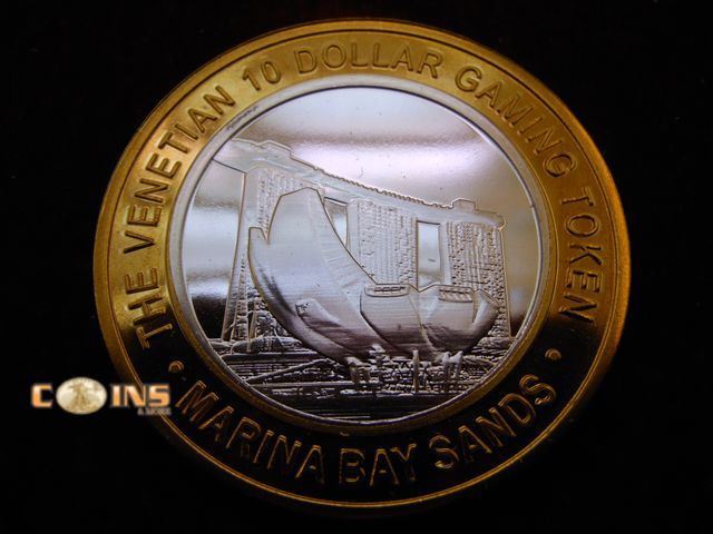 Lot 36-489151 - $10 Silver Las Vegas Token.  Marina Bay Sands.