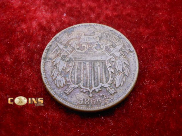 Lot 36-486453 - Better Condition 1866 US Two Cent Piece.