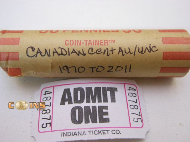 Lot 36-487875 - Roll of AU+1970-2011 Canadian Cents.
