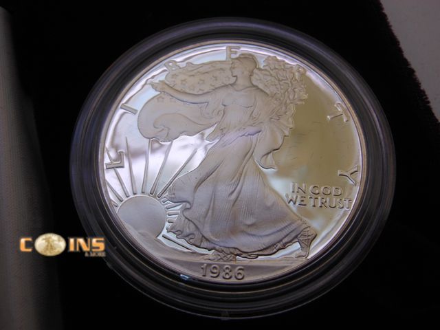 Lot 36-487932 - 1986 Silver Proof Deep Cameo American Eagle, Comes in Box with COA.