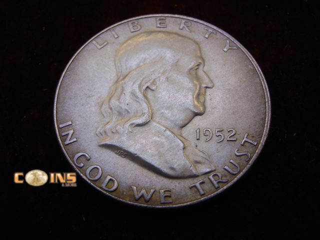 Lot 36-486485 - AU+ 1952-D Silver Franklin Half Dollar. Full Bell Lines.