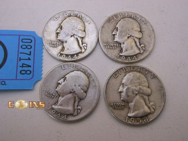 Lot 36-087148 - Lot of Four Silver Washington Quarters.