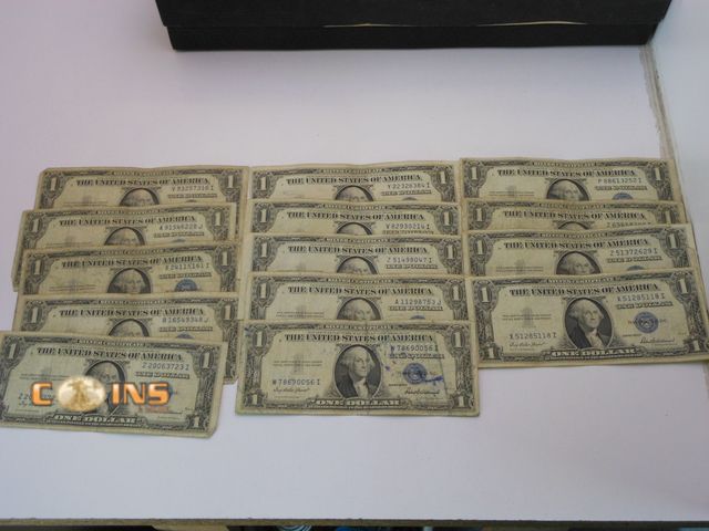 Lot 36-086590 - Lot of 15 Assorted 1935 Bluer Seal $1 Silver Certificates.