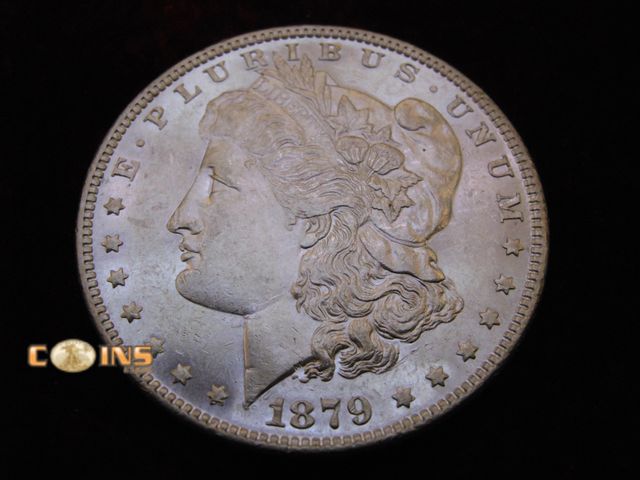 Lot 36-486372 - UNC/BU DMPL 1879 Morgan Silver Dollar.  DEEP MIRROR PROOF LIKE, Full Breast Feathers.
