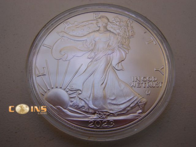 Lot 36-4866451 - UNC/BU 2023 Silver American Eagle in Air Tight.  .999 Fine Silver One Troy Ounce Round.