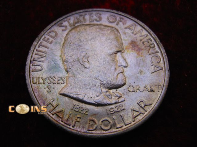Lot 36-086751 - AU+ 1922 Grant Silver Commemorative Half Dollar.