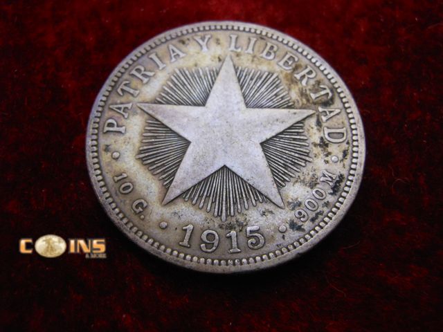 Lot 36-487924 - 1915 Silver Cuba 40 Centavos.