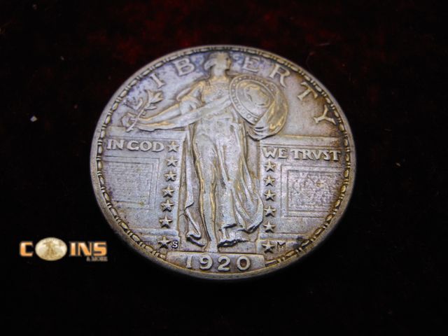 Lot 36-486509 - XF/AU 1920-S Silver Standing Liberty Quarter.  Fantastic Color and Eye Appeal.