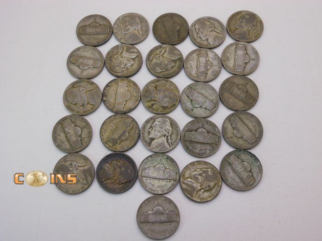 Lot 36-487261 - Lot of 26 Silver Jefferson "War" Nickels.