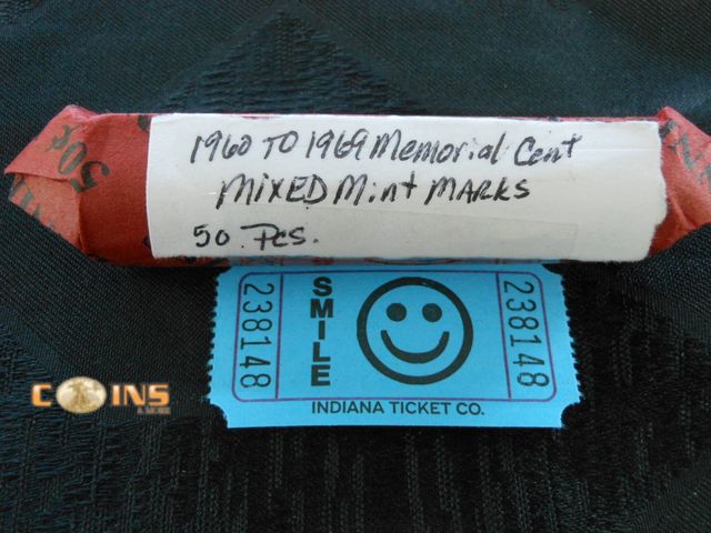 Lot 36-238148 - Roll of 1960's Assorted Date and Mint Mark Roll of Lincoln Cents.