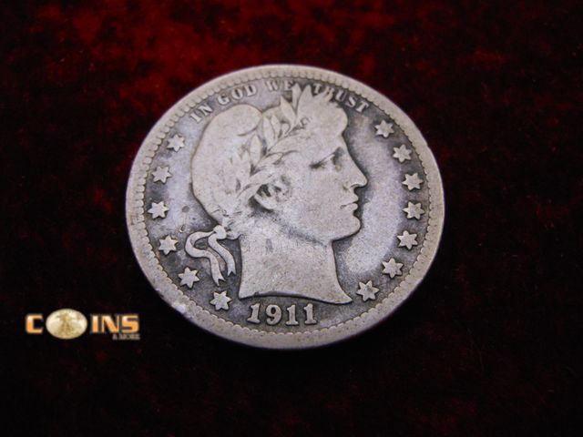 Lot 36-487805 - 1911 Silver Barber Quarter.