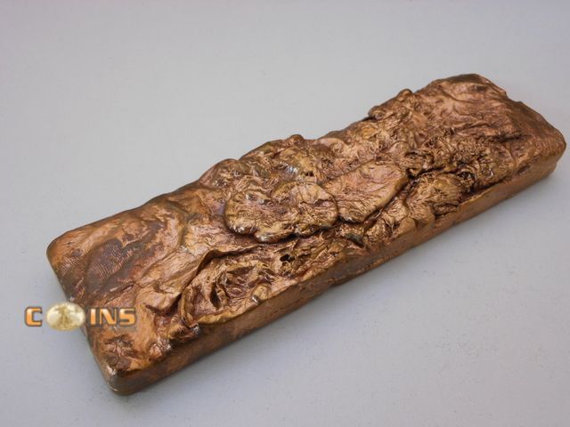 Lot 36-487774 - Pure Copper Rough Pour "Loaf" Bar.  Total Weight 2 Pounds 1 Ounce.