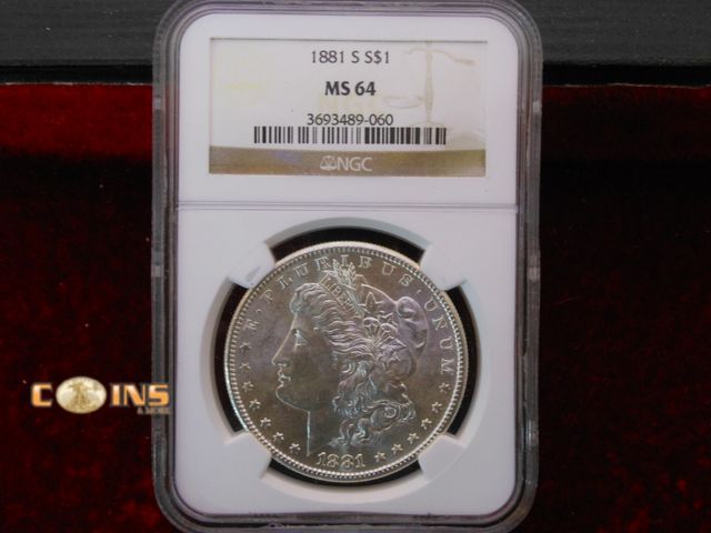 Lot 36-486418 - 1881-S NGC Graded MS64 Morgan Silver Dollar.