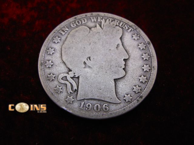 Lot 36-487730 - 1906-D Silver Barber Half Dollar.