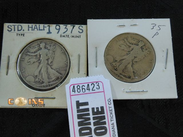 Lot 36-486423 - 1937-S and 1935 Silver Walking Liberty Half Dollars.